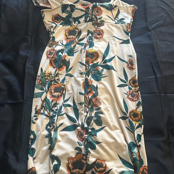 Guess Cream Floral Print Dress, Medium - Picture 3 of 5